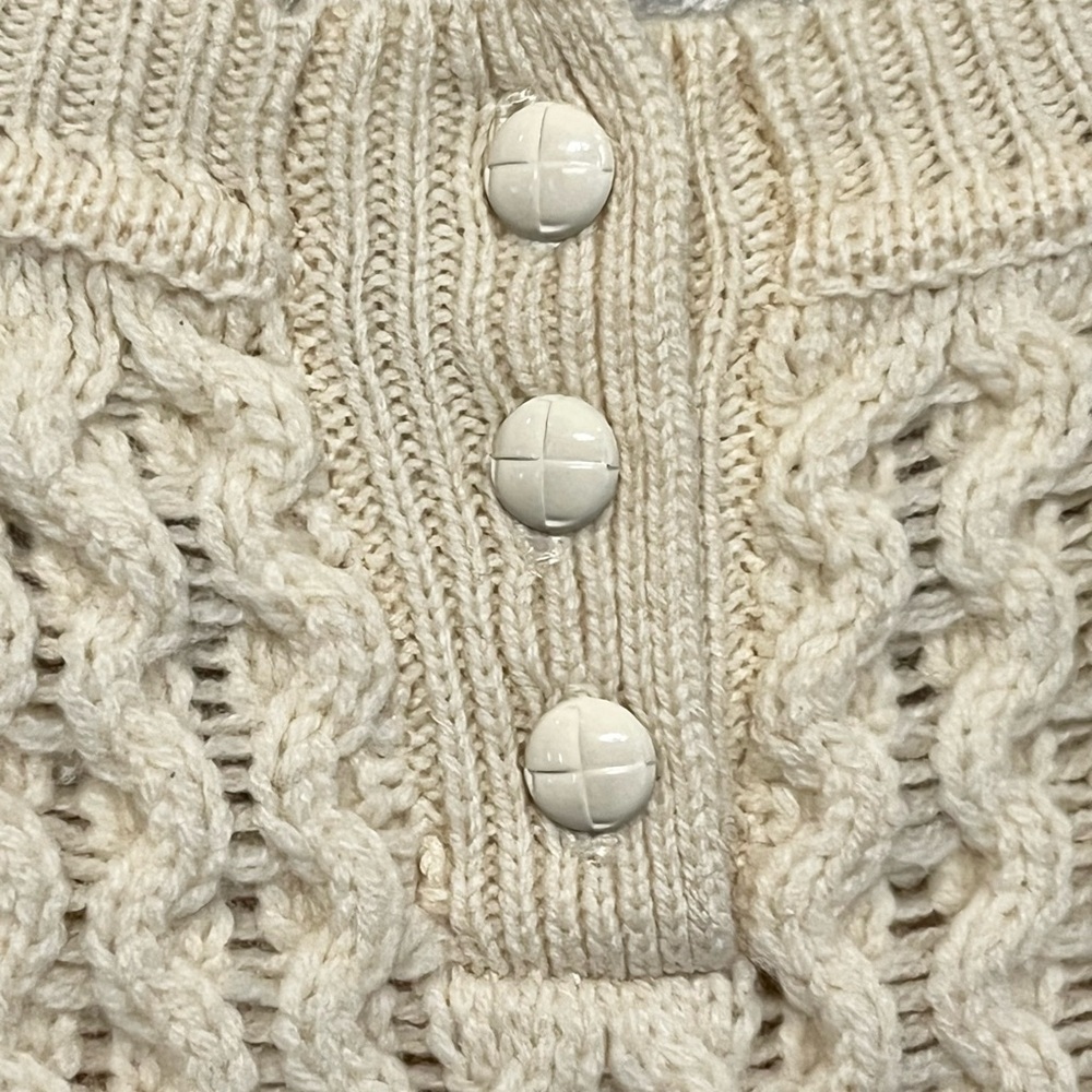 J. Crew Womens Cream Wool Oversized Fisherman Neutral Crewneck Sweater Size XS - Picture 7 of 7